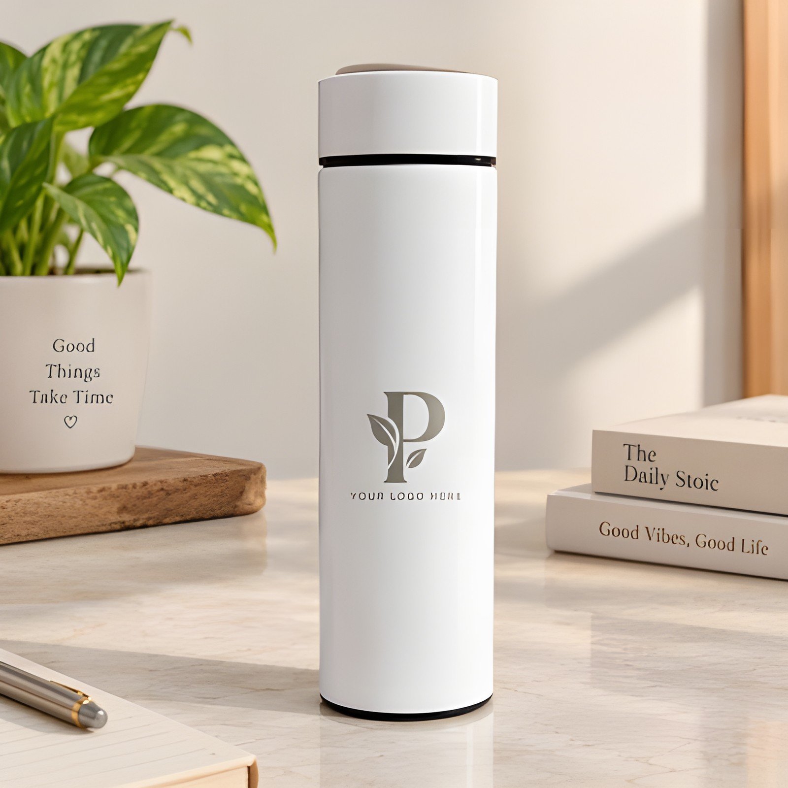 Customised Bottle with Name & Logo – White