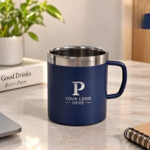 Customised Coffee Mug with Logo – Blue