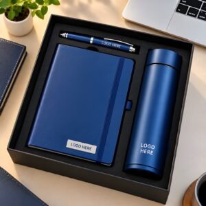 Diary, Bottle & Pen Gift Set – Blue