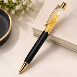 Crystal Pen with Gold Flakes – Black