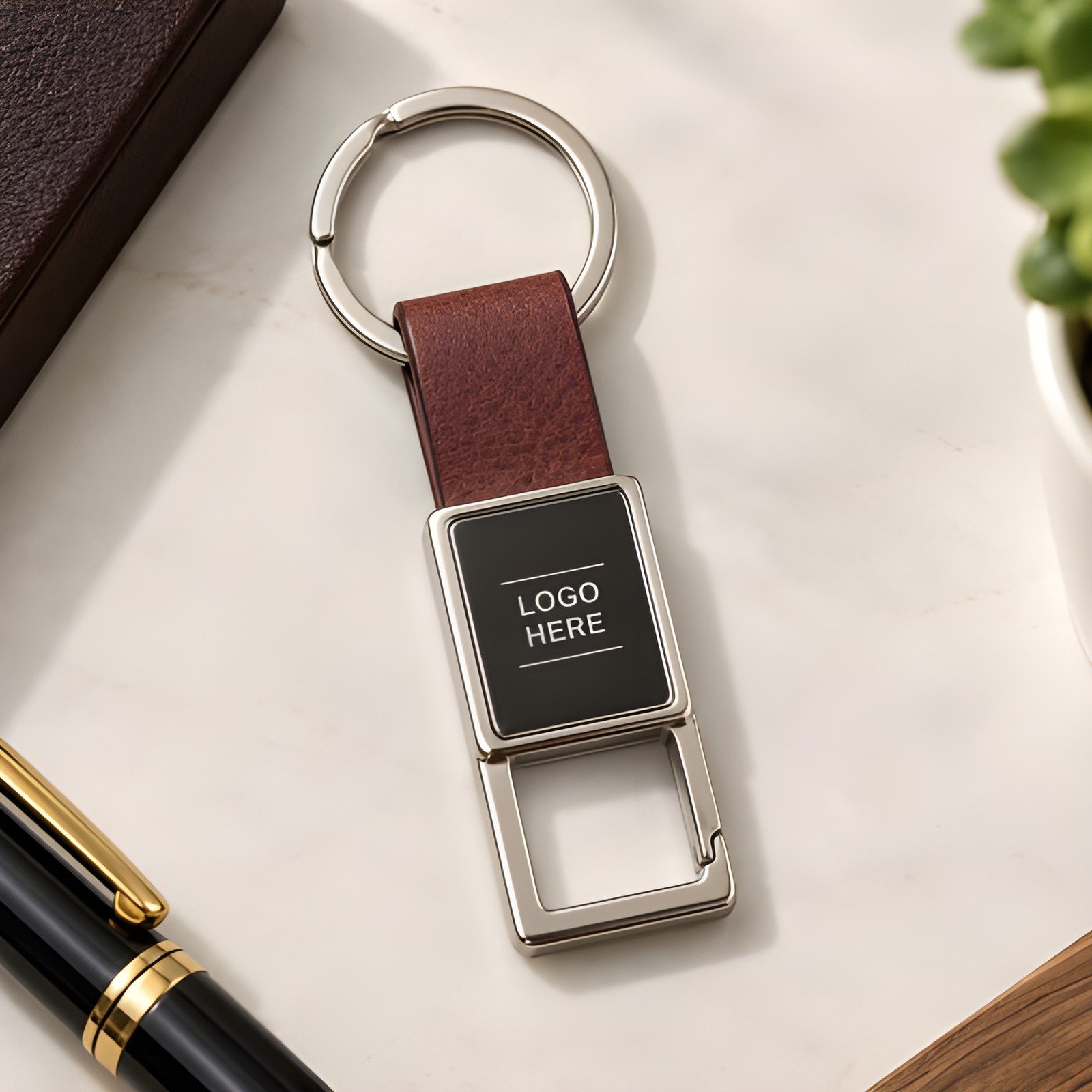 Keychain with Name – Brown