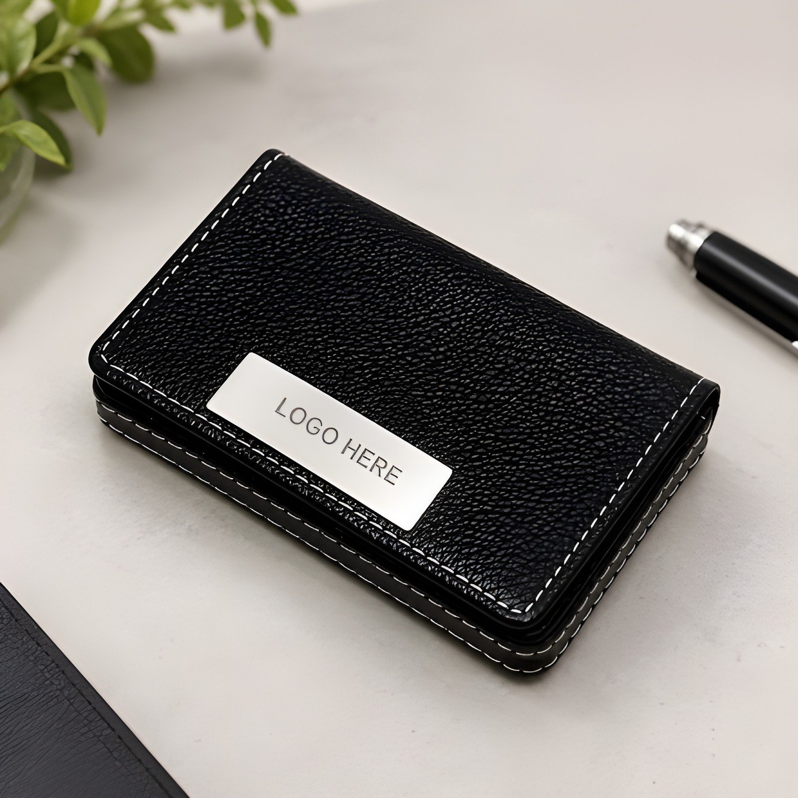 Visiting Card Holder with Name – Black