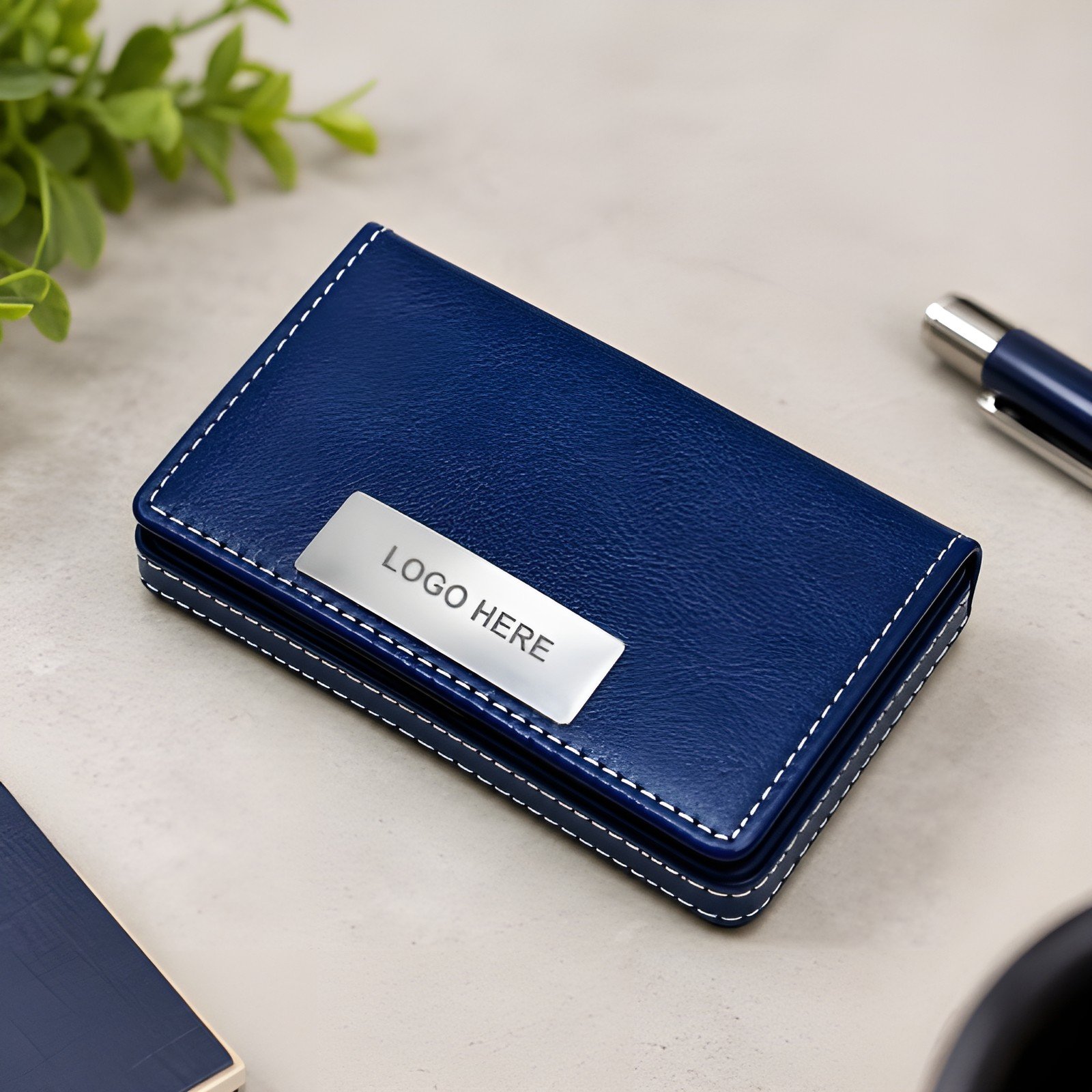 Visiting Card Holder with Name – Blue