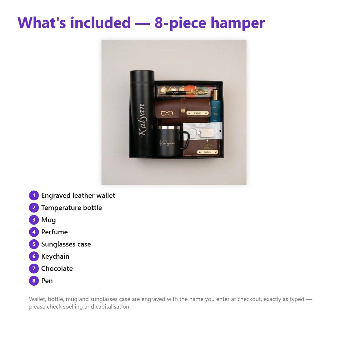 Personalised Men's Wallet, Temperature Bottle & Perfume Gift Hamper — What's Included
