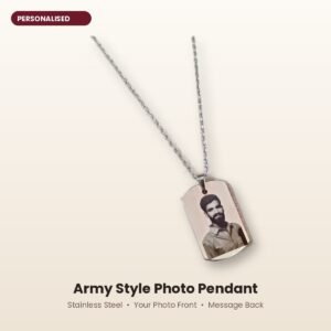 Personalised army style photo pendant with your photo, stainless steel – hero