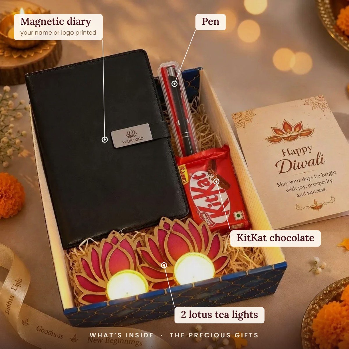 What is inside the Diary, Pen & Chocolate Diwali Hamper