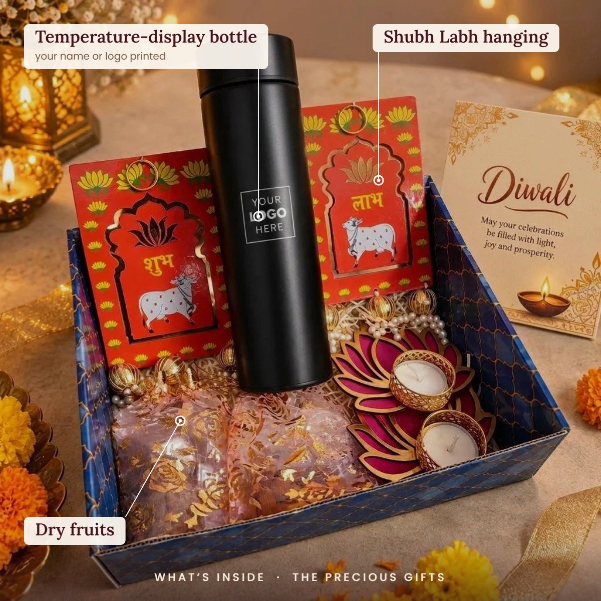 What is inside the Temperature Bottle & Dry Fruits Hamper