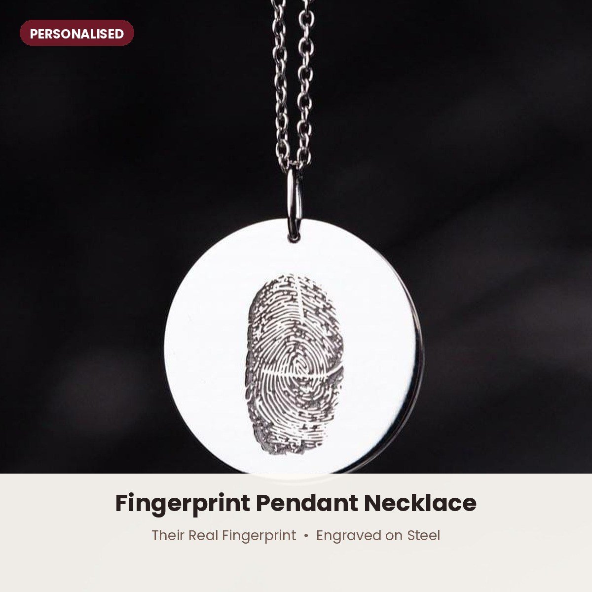 Fingerprint pendant necklace engraved with your fingerprint