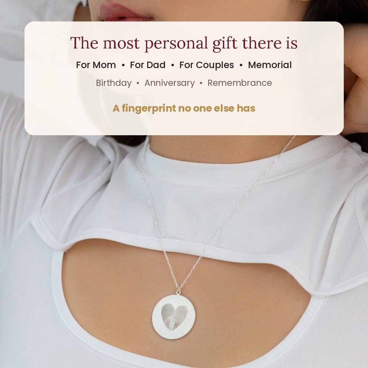 Fingerprint pendant necklace engraved with your fingerprint