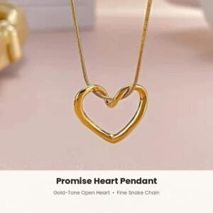 Promise heart pendant, gold-tone open heart necklace