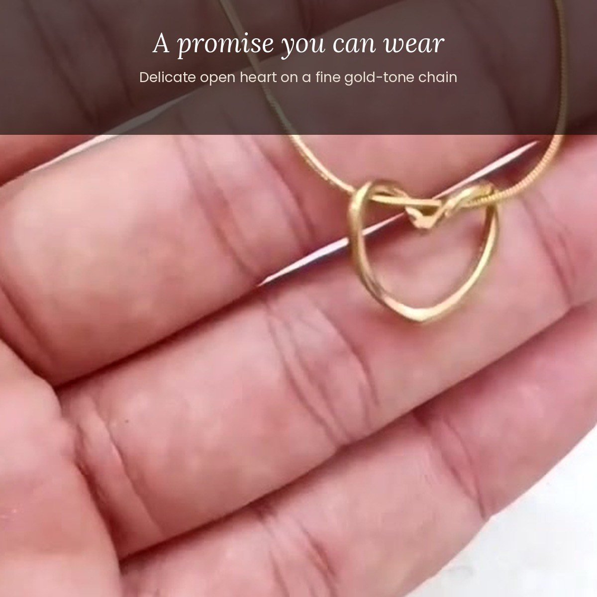 Promise heart pendant, gold-tone open heart necklace