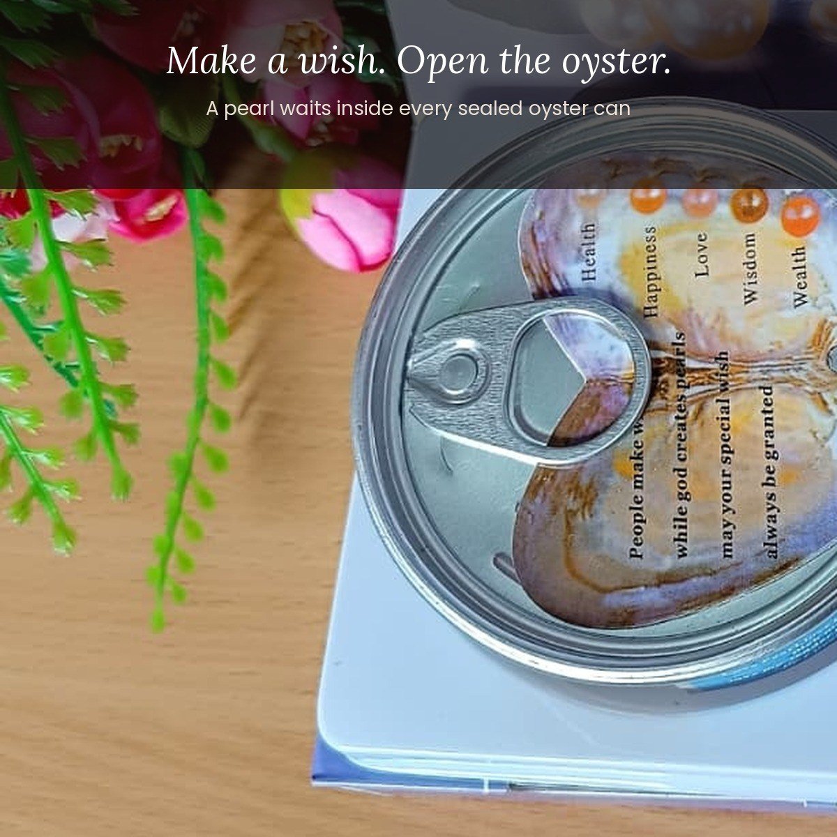 Wish pearl pendant gift box with oyster and pendant cage